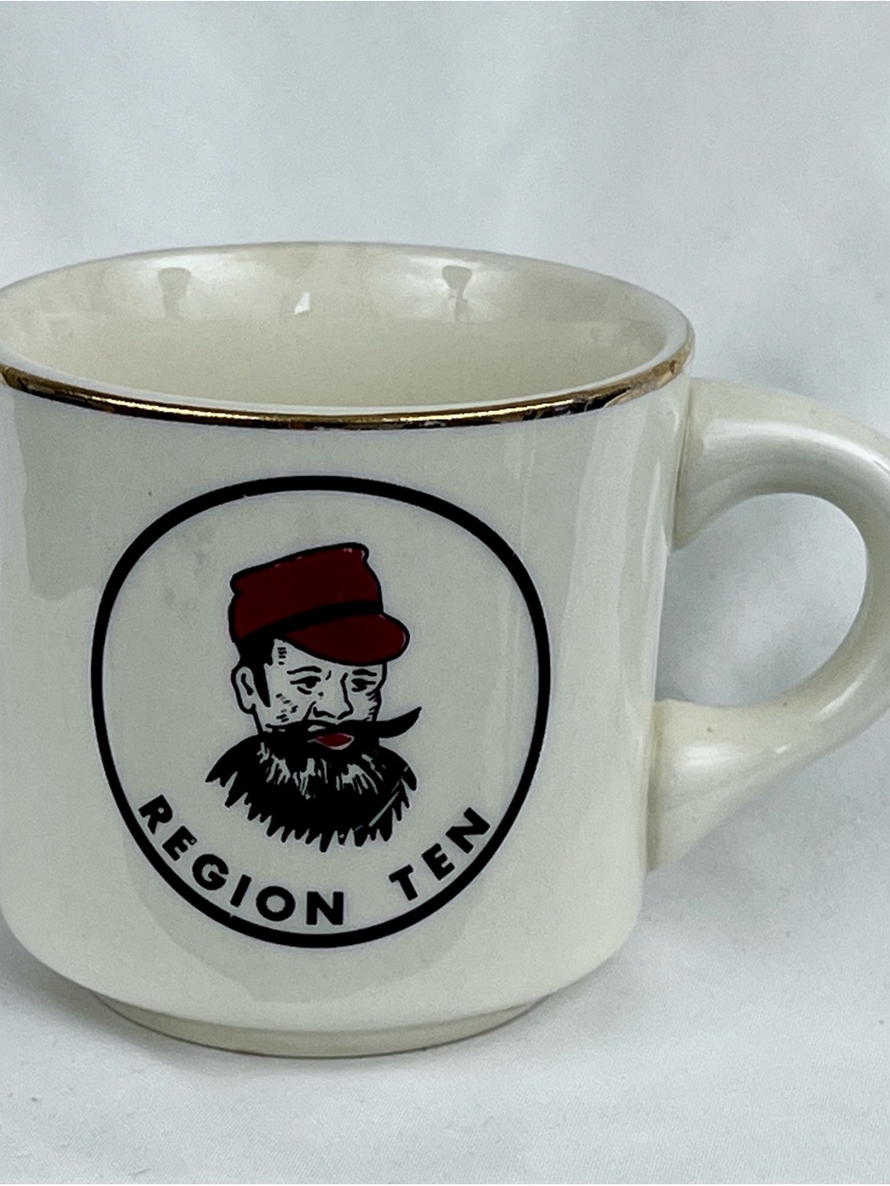 1960s 1970s Region 10 Coffee Cup Mug Boy Scouts BSA Vintage Gold Trim